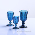 Cálice de vidro azul escuro com design de padrão de nó chinês